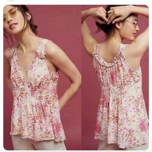 Anthropologie Maeve Bretta Gathered Swing Tank Top size small